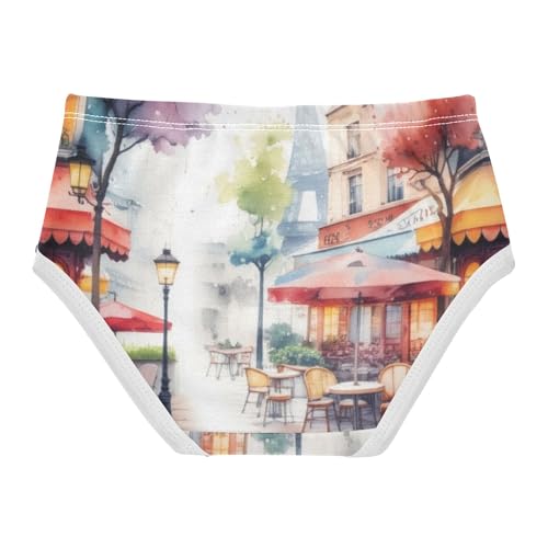 Animal Toddlers Underwear Floral 2t Cotton Girl Panties Cute Watercolor Paris Street Scene Briefs Kids Undies2