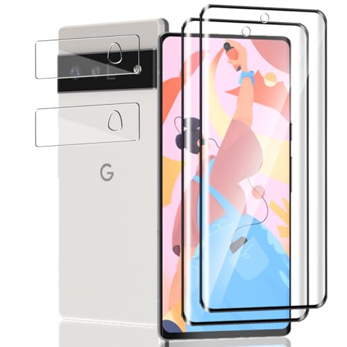 Jaavkkma 2 Piezas Protector Pantalla para Google Pixel 6 Pro Cristal Templado + 2 Piezas Protector Cámara, Dureza 9H/Sin Burbujas, Película Protectora para Google Pixel 6 Pro - HD Vidrio Templado