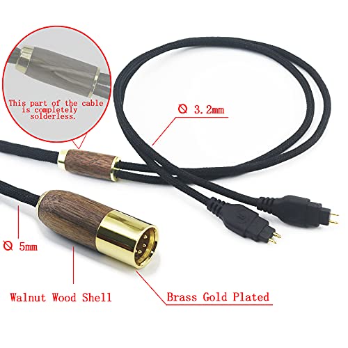 Image of NewFantasia 6.6ft 4-pin XLR Balanced cable Replacement Audio Upgrade Cable Compatible with Sennheiser HD650 HD58X HD600 HD580 HD660S, HD6XX Headphone 6N OCC Copper Silver Plated cord Walnut Wood Shell