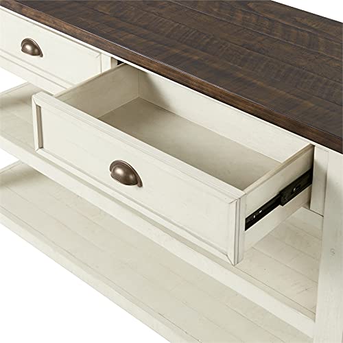 Bowery Hill Farmhouse 2 Drawer Sofa Console Table Cream White And Brown #TOP4
