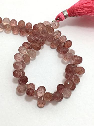 Perles de quartz fraise facettées LKBEADS pour création bijoux 5x7-6x8mm