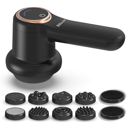 TOTO81JXM Handheld Cellulite Massager Body Sculpting Machine Lymphatic Drainage Device Lipo Massage Roller for Stomach Belly Butt Arms Legs Vibrating Massage Home Use Cordless & Mini (Black)