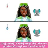 Barbie HKP98 - Lalka Cutie Reveal w pluszowym kostiumie słonia i 10 niespodzianek, w tym efekt zmiany koloru, asortyment dżungli z akcesoriami, zabawki dla lalek od 3 lat