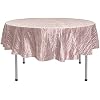 YOUR CHAIR COVERS - 90 Inch Round Blush Crinkle Taffeta Tablecloth Elegant Shiny Table Linen for Weddings, Parties, and Special Events