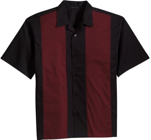 Joe's USA Retro Camp Bowling Shirts in 5 Colors from XS-4XL Black/Burgundy