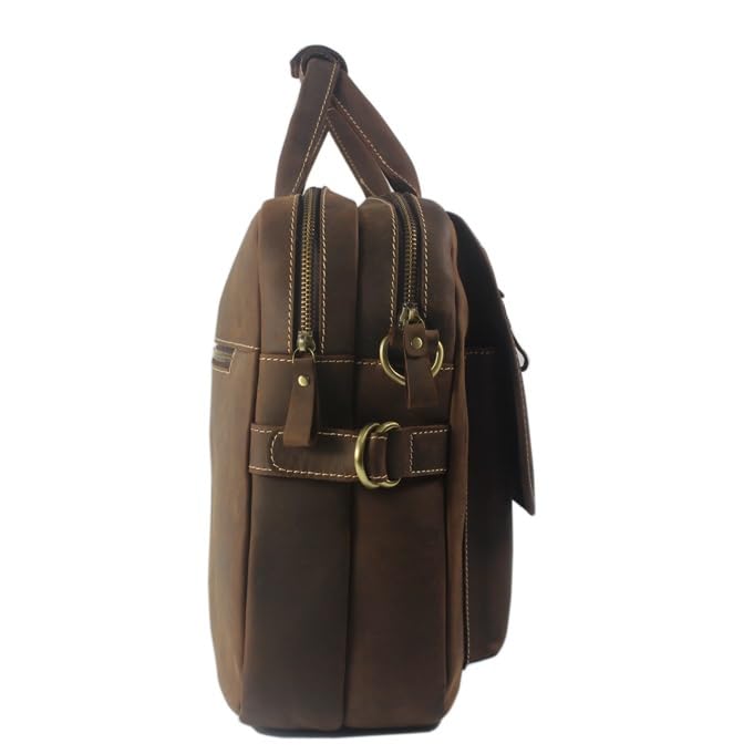Vintage Men Leather Briefcase Tote Business Bag Genuine Leather Portfolio Men Briefcase Male4