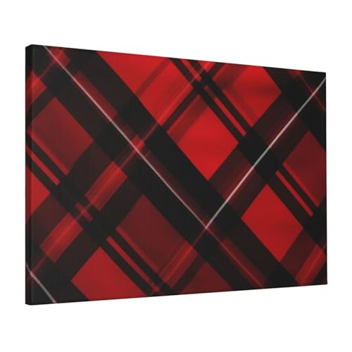 Impression sur toile carreaux rouges et noirs LPSRTWE de 40x61 cm pour la décoration murale