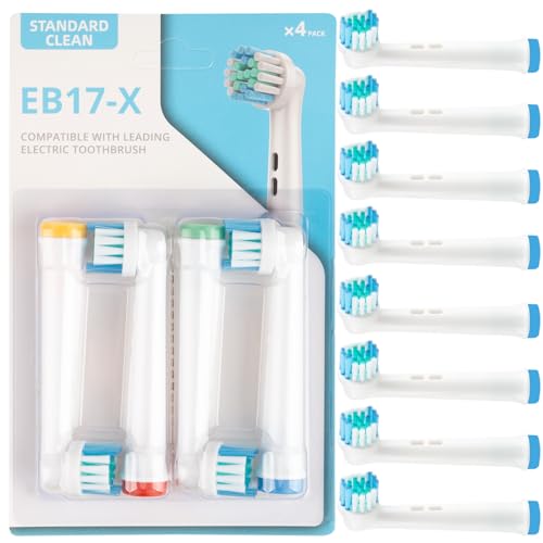 ibrush EB17-X Replacement Brush Heads Compatible with Oral-B Electric Toothbrushes – 1 Pack (8 pcs), Standard Firmness, Durable Design, Easy to Install, Long-Lasting Toothbrush Refills