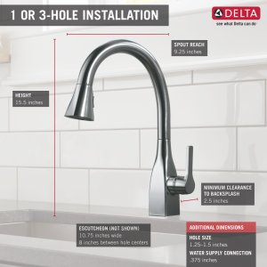 Robinet Mateo Delta cuisine rabattable et flexible à commande monocommande