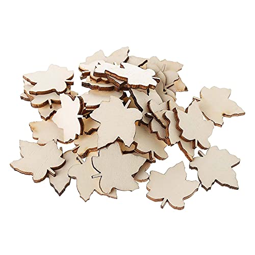 Creaides 100Pcs Mini Maple Leaf Wood Diy Crafts Cutouts Wooden Maple Leaf Shaped Unfinished Wood Ornaments For Diy Projects Thanksgiving Party Decorations #TOP3