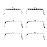 Hahiyo Purse Square Bag Kiss Clasp Frame Lock 15cm Diameter Rectangle Clutch Metal Vintage Latch Clip Smooth Open Close Sturdy No Scratch Loose Gap for DIY Crochet Fabric Coin Leather Bag 6pcs Silver