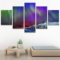 SIGNWIN 5 Panel Canvas Wall Art Modern Art Astronomy & Space Aurora Colorful Global Multicolor Photography for Home Decorations Ready to Hang - 60