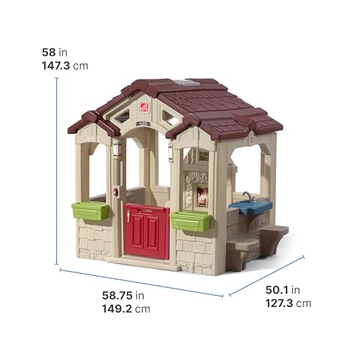 Image of Step2 Charming Cottage Kids Playhouse, Indoor and Outdoor Clubhouse Playset, Interactive Sounds, Toddlers 2+ Years Old, Easy to Assemble