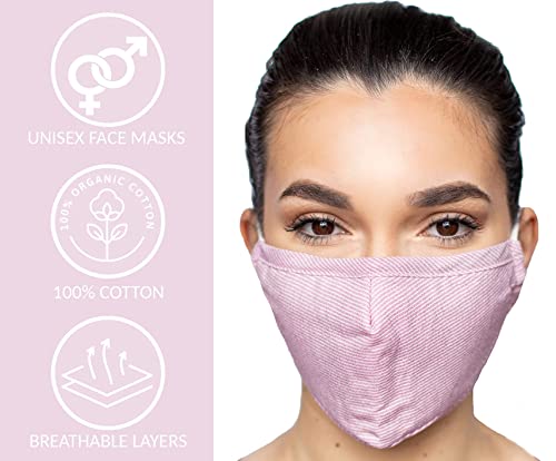 Habac Studio Pack of 3 Face Masks + 6 PCS PM 2.5 FILTERS Face Mask Cover Bandana Balaclavas Face Masks Washable UK Reusable Face Mask Black Face Masks Nose Wire Unisex. UK Seller (Pink) - Image 5