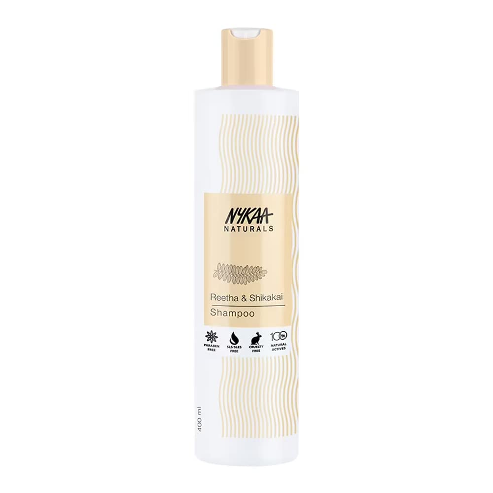 Nykaa NaturalsReetha & Shikakai Shampoo - Prevents Brittleness, Revives Dull Hair, Nourishes the Scalp - Vitamins A, D, E & K, 100% Natural Actives, Men and Women, for Dull & Brittle Hair - 400ml