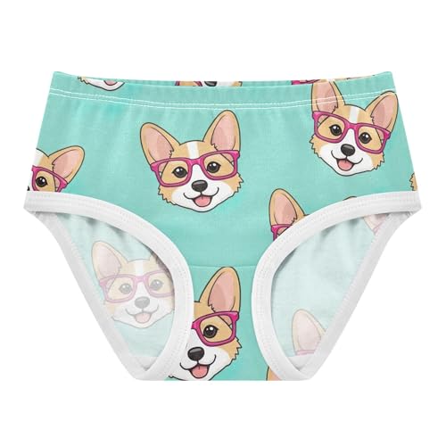 Cotton Toddler Girls Underwear Cute Corgi Dog Bright Green Little Girl Panties Personalized Kids Briefs Undies 2t