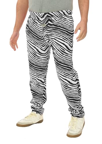Zubaz Mens Z88 2-Color Zebra Pants - Black/White X-Large