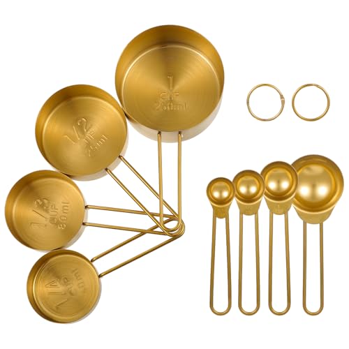 8 Pcs Gold Measuring Cups and Spoons Set...