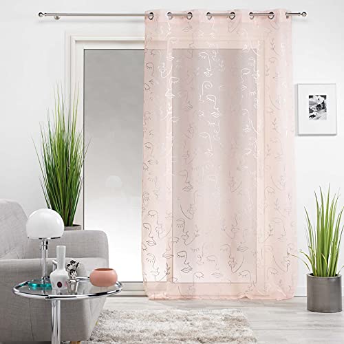 Douceur d'Interieur 140 x 240 cm Eyelet Curtain, Pink - Image 2