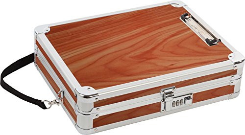 Vaultz Locking Wooden Art Case, Shoulder Strap, 13 x 10 x 3.25 inches, Brown (VZ03440)