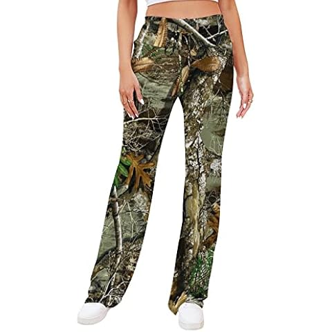 Bagea-Ka Autumn Hunting Tree Camo Pattern Women Yoga Pants Straight Wide Leg Pants Drawstring Casual Loose Sweatpants XL Cover