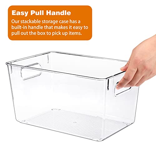 Moretoes 4 Pack Clear Plastic Storage Bins, Kitchen Organization Cabinet Fridge Organizer, Pantry Organization And Storage Bins #TOP2