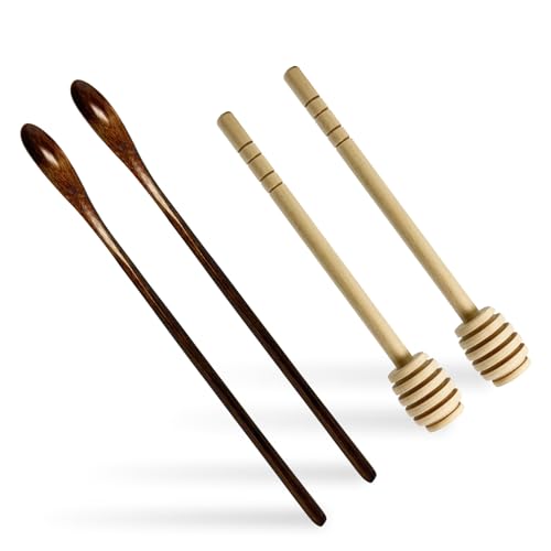 Hugwish 4 Piezas Palo Miel Madera Y Cuchara Larga Madera, Mango Largo Cucharillas Cafe, Cuchara De Miel Para Café, Leche, Té, Dulces Y Sopas Hugwish 4 Piezas Palo Miel Madera Y Cuchara Larga Madera, Mango Largo Cucharillas Cafe, Cuchara De Miel Para Café, Leche, Té, Dulces Y Sopas