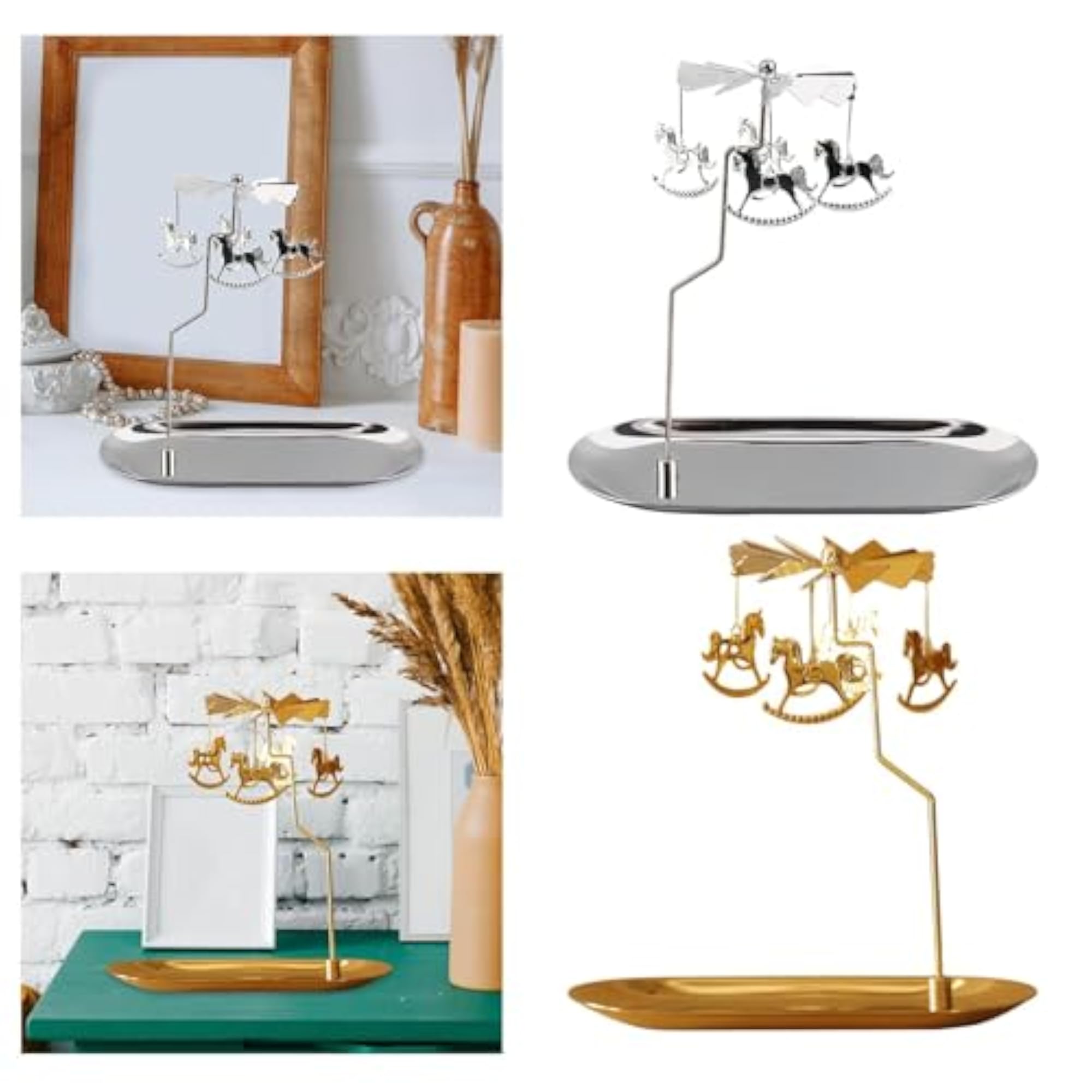 Rotary Candle Holder with Tray for Bedroom