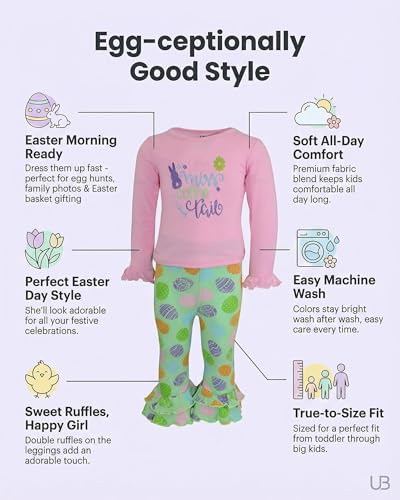 Image of Unique Baby 2 Piece Girls Double Ruffle Leggings and Long Sleeve Shirt Clothes Set Kid and Toddler Girl Outfit