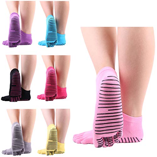 Yoga Pilates Full Toe Socks, Barre, Dance, Trampoline, Home Use, Workout, Fitness, Non Slip Anti Skid Grip Socks
