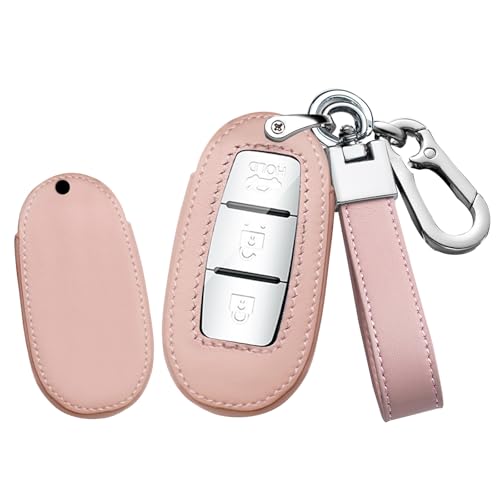 Housse de clé Infiniti rose en cuir, idéale pour le quotidien