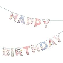 Meri Meri English Garden Birthday Banner Pack of 1, 6 Party Banner Including Excess Cord, Meri Meri Garland Birthday Party Decorations, Reusable