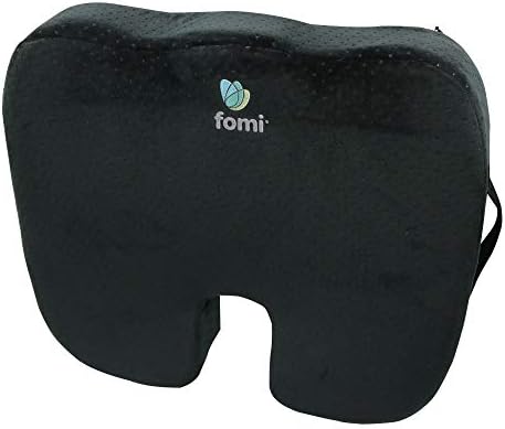 FOMI Extra Thick Firm Coccyx Orthopedic Memory Foam Seat Cushion | Black Large Cushion for Car or Truck Seat, Office Chair, Wheelchair | Back Pain Relief