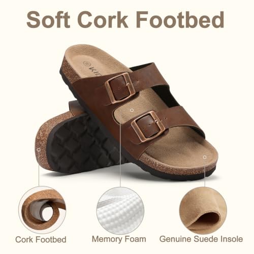 Image of KIDMI Women's Cork Footbed Casual Summer Sandals with Mild Arch Support