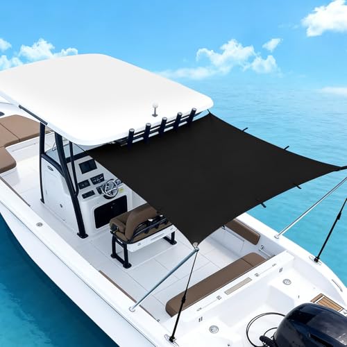 T-Top Boat Shade Extension Kit 900D Oxford Cloth Sun 474759 Boat Canopy Cover Shield Waterproof UV-Resistant Anti-Ultraviolet Blue (Not Included Rods) (Black 474759)