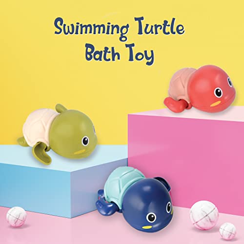 Image of Wembley Swimming Turtle Bath Toys for Toddlers Kids Cute Floating Wind Up Water Toys for Babies 1 2 3 4 5 Years Boy Girl New Born Baby Bathtub Pool Toys Gift for Baby, Pack - 2