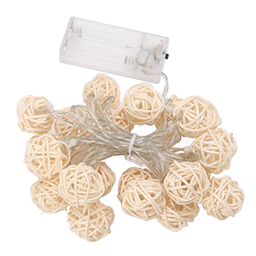 Garosa 3 Meter Rattan-Kugel-Lichterkette mit 20 LEDs...
