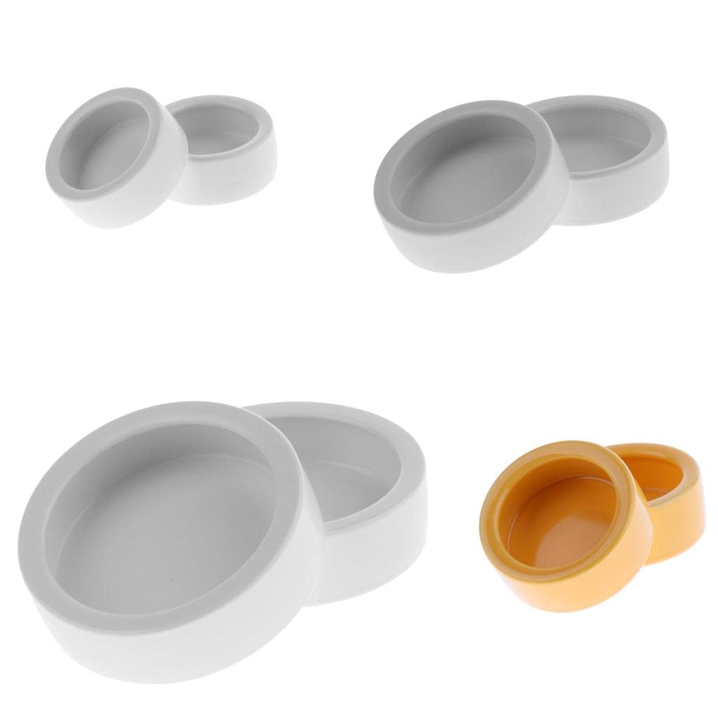CALANDIS 2Pcs Reptile Feeder Ceramics Reptile Lizard Food Bowl Anti-Escape White S-image-14