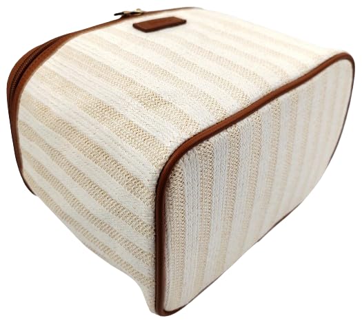 ORB Style - ANEW Cosmetic Bag-CB104BT-Stripes-Train Case-Beige/Tan