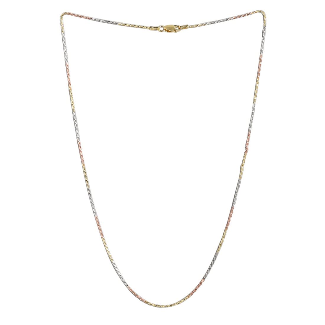 ZAVYA 925 Sterling Silver Sleek Triple Tone Multicolour Rhodium, Rose Gold and Gold Plated Chain Necklace | Gift for Women and Girls | With Certificate of Authenticity and 925 Hallmark (B0B1N4WKBG) Amazon Price History, Amazon Price Tracker