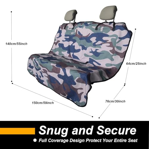 Image of Back Seat Cover for Car Trucks Van SUV Jeep,Waterproof Rear Bench Towel Seat Covers for Dogs and Kids,Automotive Backseat Protector (Camouflage)