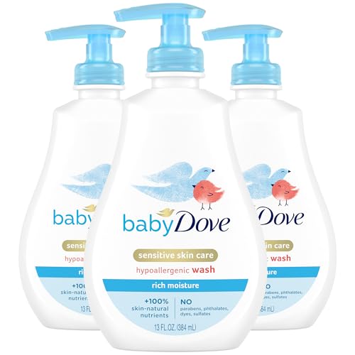 Image of Baby Dove Body Wash, Rich Moisture 3-Pack – Hypoallergenic Wash for Sensitive Skin, Delicate Scent, 13 Oz Ea