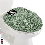 GORILLA GRIP Soft Chenille Bathroom Toilet Lid Cover, Machine Washable Seat Covers, 19.5x18.5, Stays in Place Rubber Backing, Fits Most Round, Elongated and Oblong Lids, Accessories Decor, Sage Green