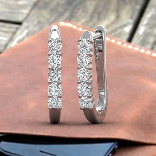 1/2 Carat Natural Diamond Hoop Earrings in 10K Gold or 950 Platinum4