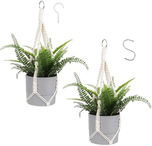 2 Pack Macrame Plant Hanger Boho Hanging Planters for Indoor Plan...
