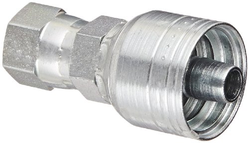 Image of Aeroquip 1AA6FJ6 Carbon Steel Global TTC (Thru the Cover) Crimp Hose Fitting Female JIC Swivel, Straight, 3 /8 inch Hose ID, 9 /16 inch - 18 Thread