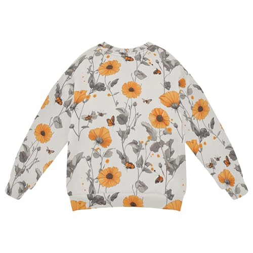 JUNZAN Retro Calendula Silver Big Girls Hooded Sweatshirt Crewneck Boys Sweat Shirt Sports 4T2
