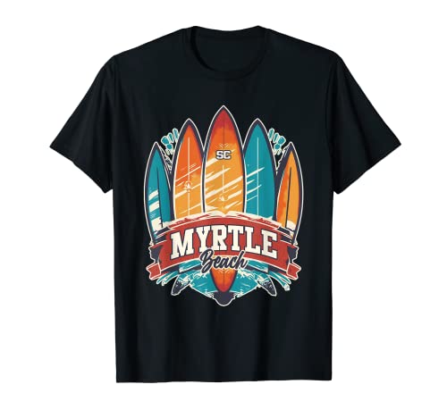 Myrtle Beach SC Rebel Surf Edgy Surfboard Design T-Shirt