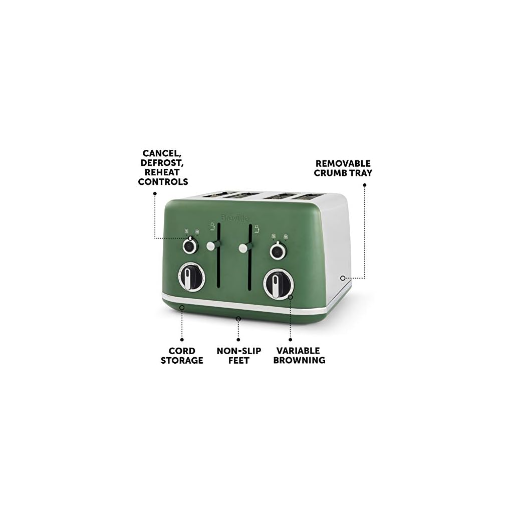 Breville Lustra 4Slice Toaster Matt Forest Green [VTT992]