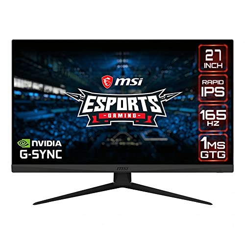 MSI Optix G273QF Esports Gaming IPS Monitor - 27 Zoll, 16:9 WQHD (2560 x 1440), Rapid IPS, 165Hz, 1ms GTG Reaktionszeit, G-SYNC kompatibel, weniger blaues Licht, VESA-Montage, DisplayPort, HDMI